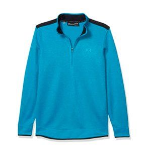 Under Armour Mens Golf Fleece Sweater Blue Black 1/4 Zip Long Sleeve M New